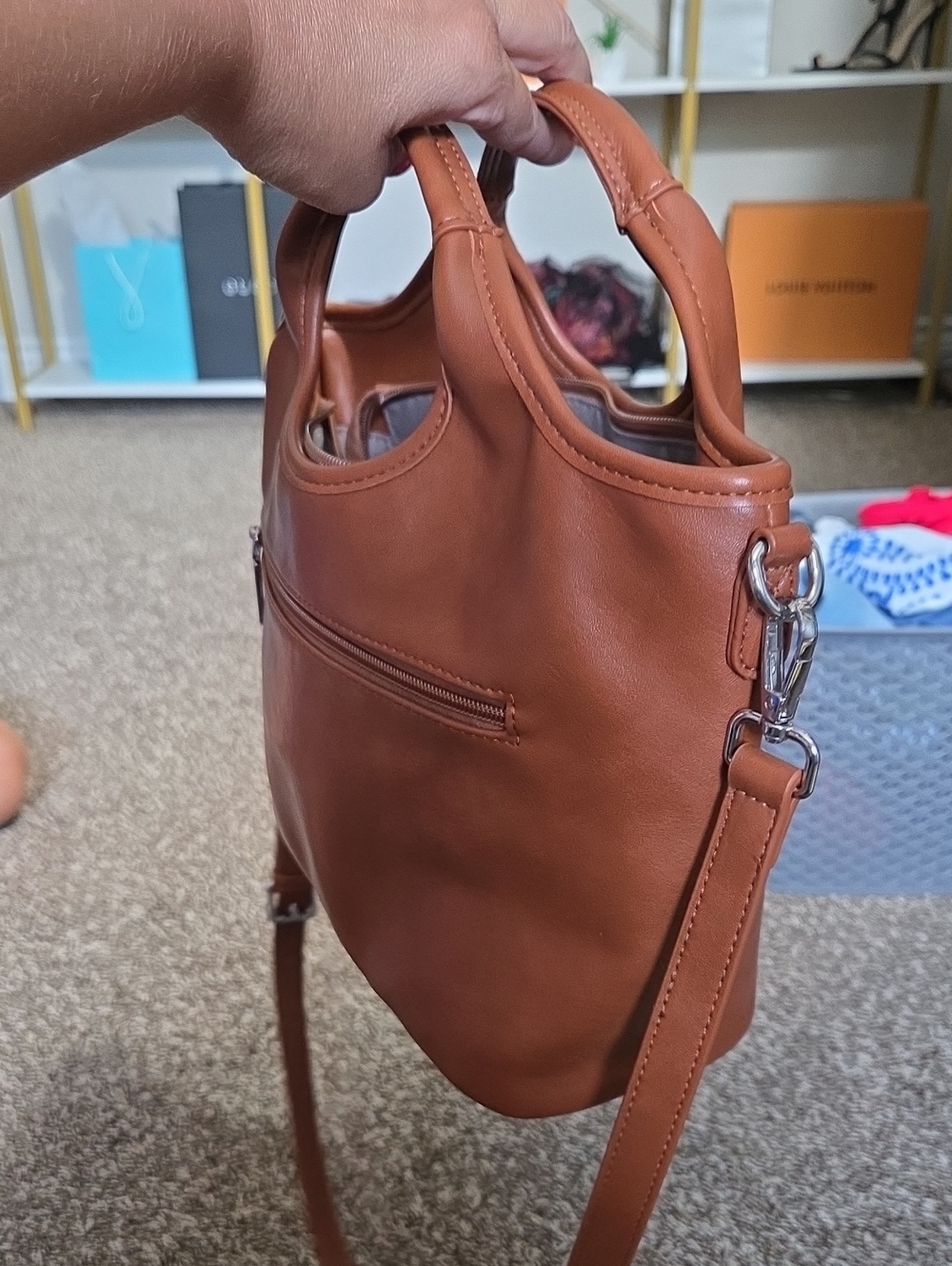 Orange Leather Shoulder Bag